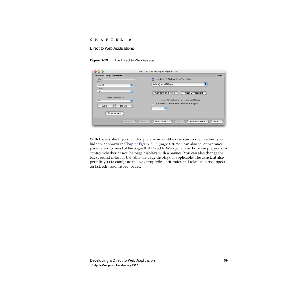 Figure 5-13, The direct to web assistant | Apple WebObjects 5 User Manual | Page 59 / 108