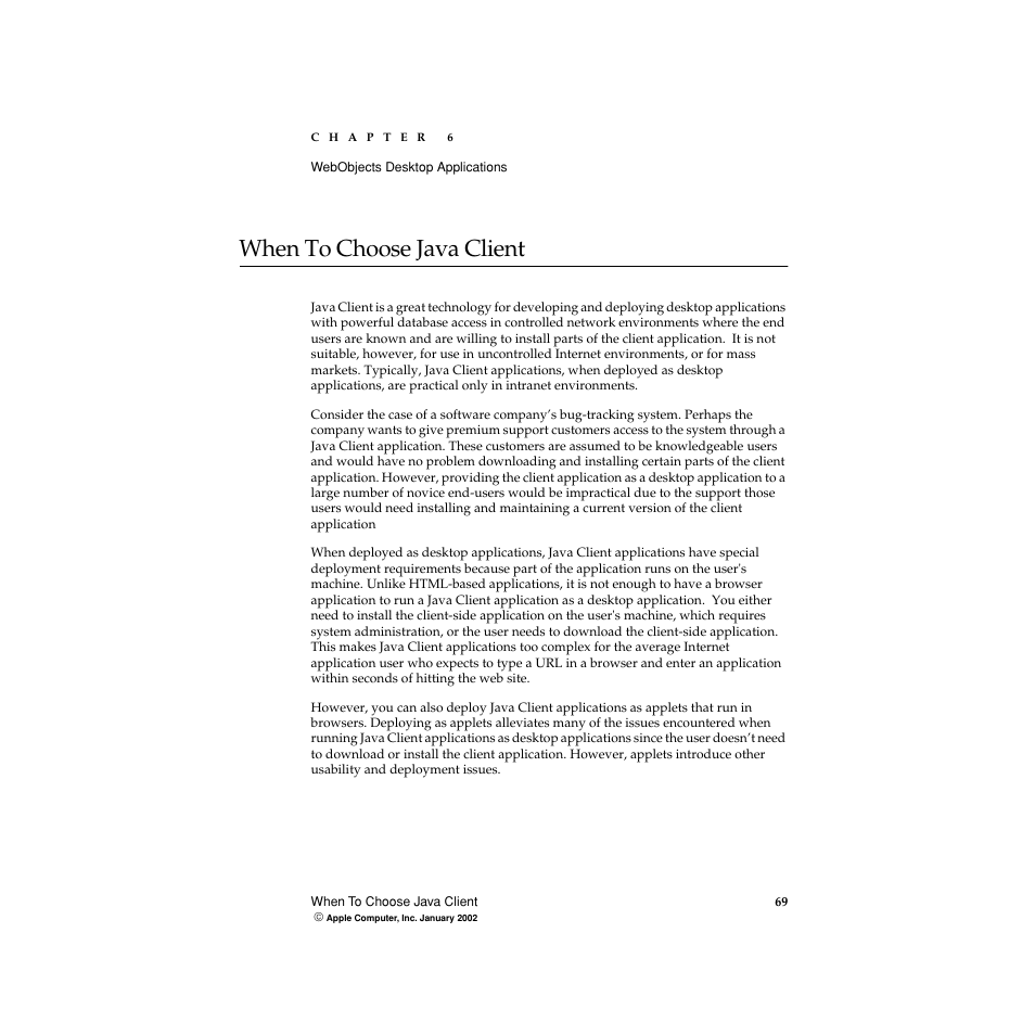 When to choose java client | Apple WebObjects 5 User Manual | Page 69 / 108