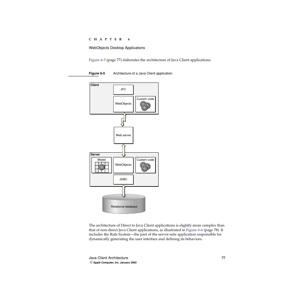 Figure 6-5, Architecture of a java client application | Apple WebObjects 5 User Manual | Page 77 / 108