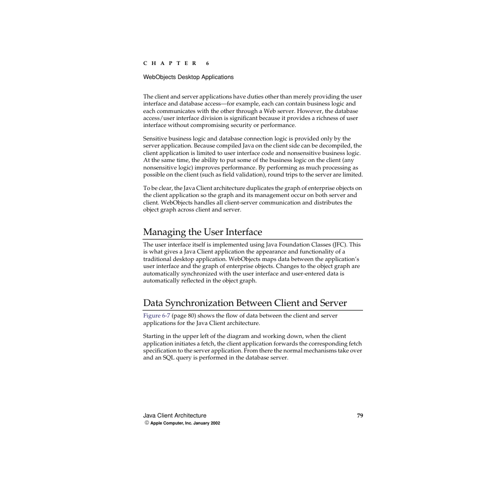 Managing the user interface, Data synchronization between client and server | Apple WebObjects 5 User Manual | Page 79 / 108