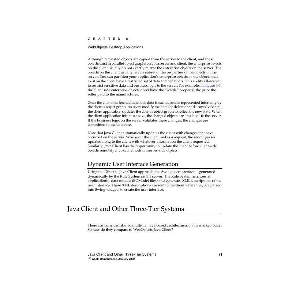 Dynamic user interface generation, Java client and other three-tier systems | Apple WebObjects 5 User Manual | Page 81 / 108