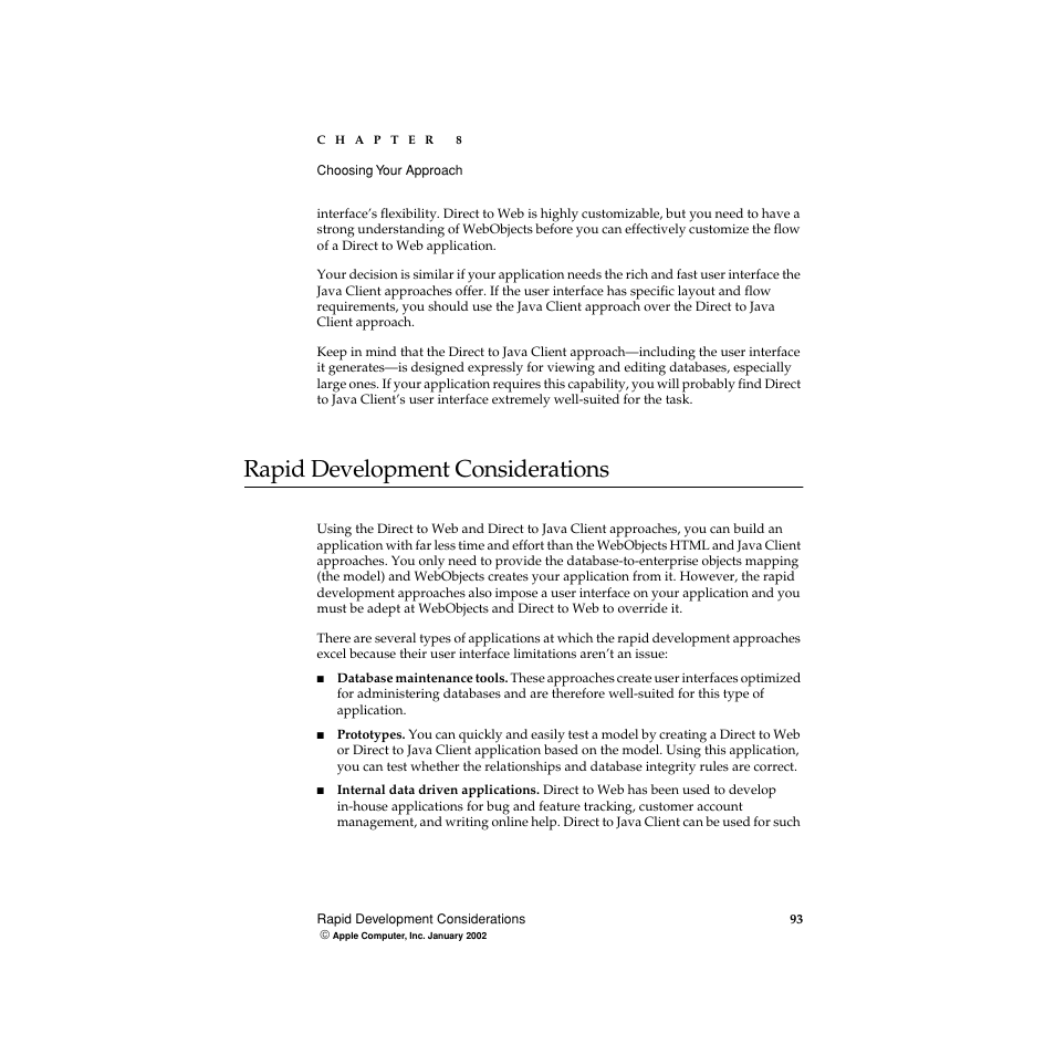 Rapid development considerations | Apple WebObjects 5 User Manual | Page 93 / 108