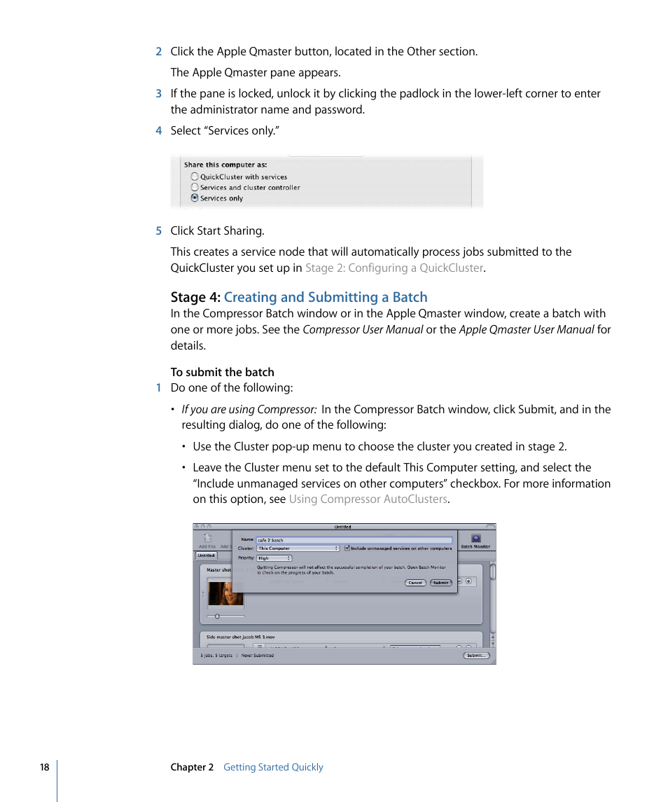 Stage 4: creating and submitting a batch | Apple Qmaster 3 User Manual | Page 18 / 94