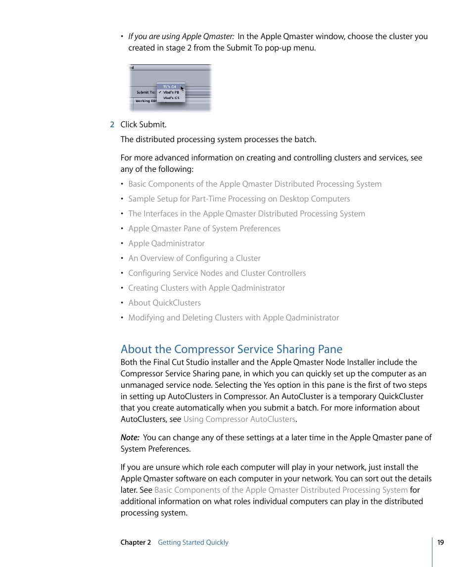 About the compressor service sharing pane | Apple Qmaster 3 User Manual | Page 19 / 94