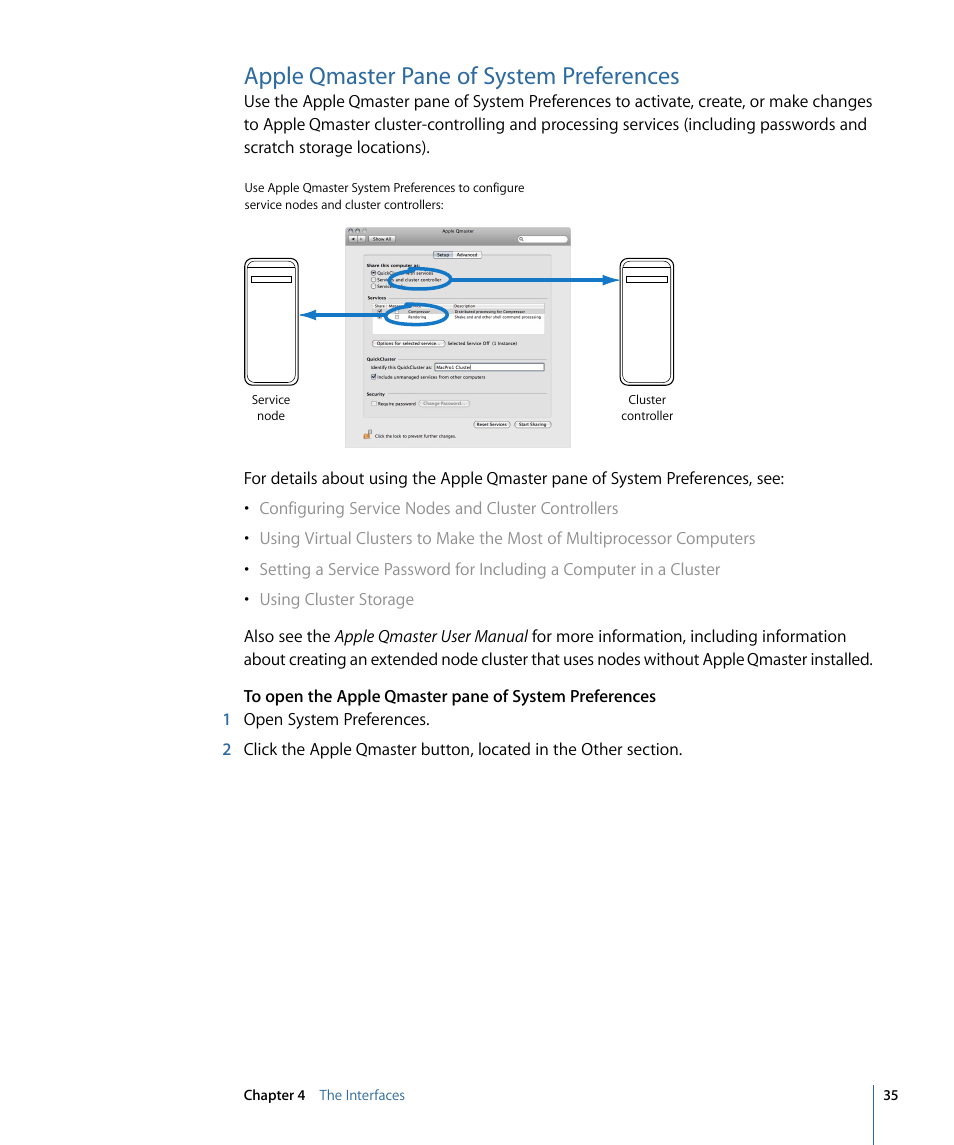 Apple qmaster pane of system preferences | Apple Qmaster 3 User Manual | Page 35 / 94