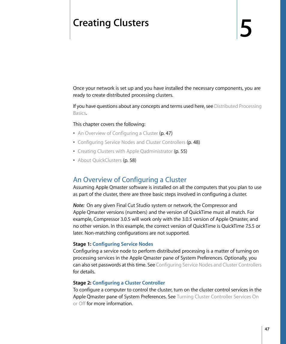 Creating clusters, An overview of configuring a cluster | Apple Qmaster 3 User Manual | Page 47 / 94