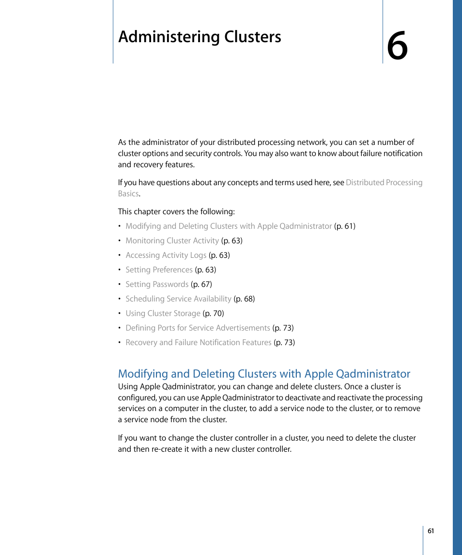 Administering clusters | Apple Qmaster 3 User Manual | Page 61 / 94
