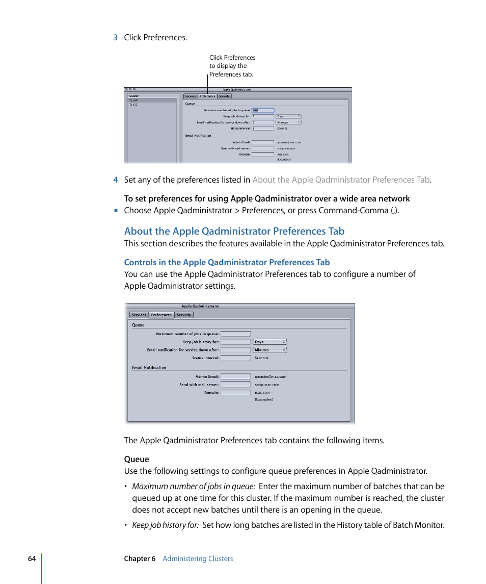 About the apple qadministrator preferences tab | Apple Qmaster 3 User Manual | Page 64 / 94