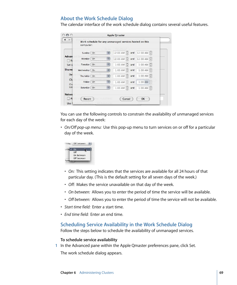 About the work schedule dialog | Apple Qmaster 3 User Manual | Page 69 / 94