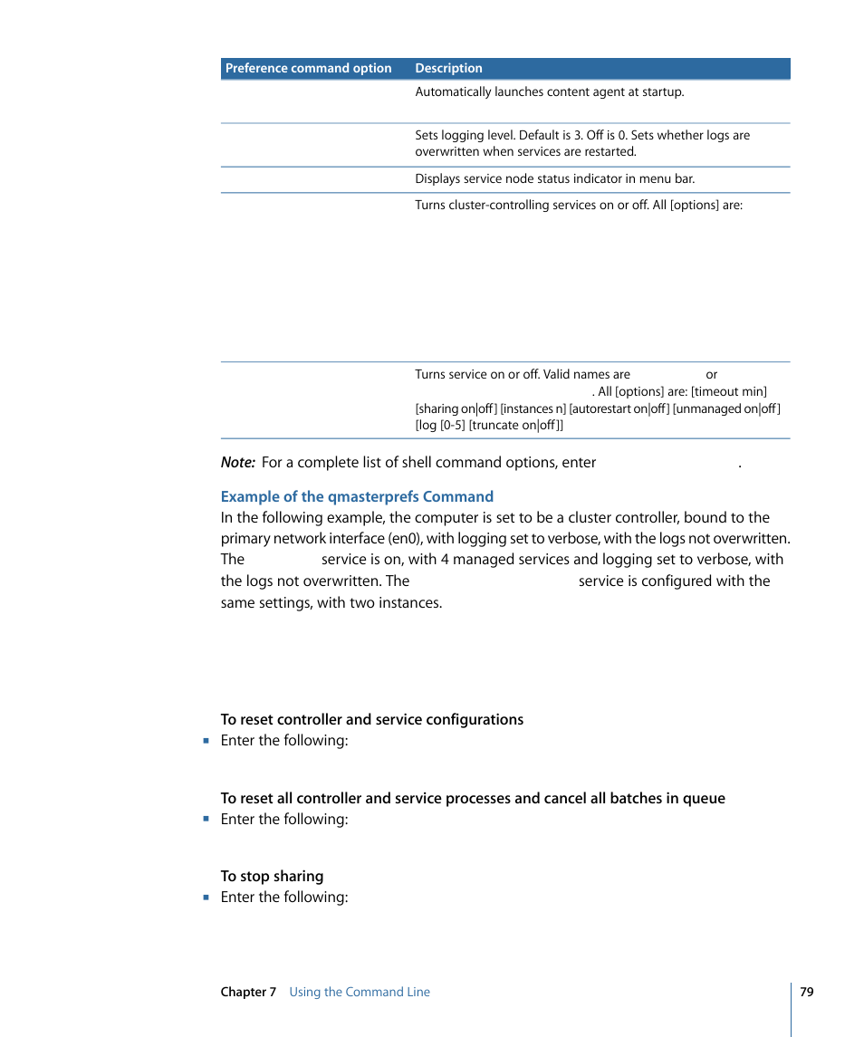 Example of the qmasterprefs command | Apple Qmaster 3 User Manual | Page 79 / 94