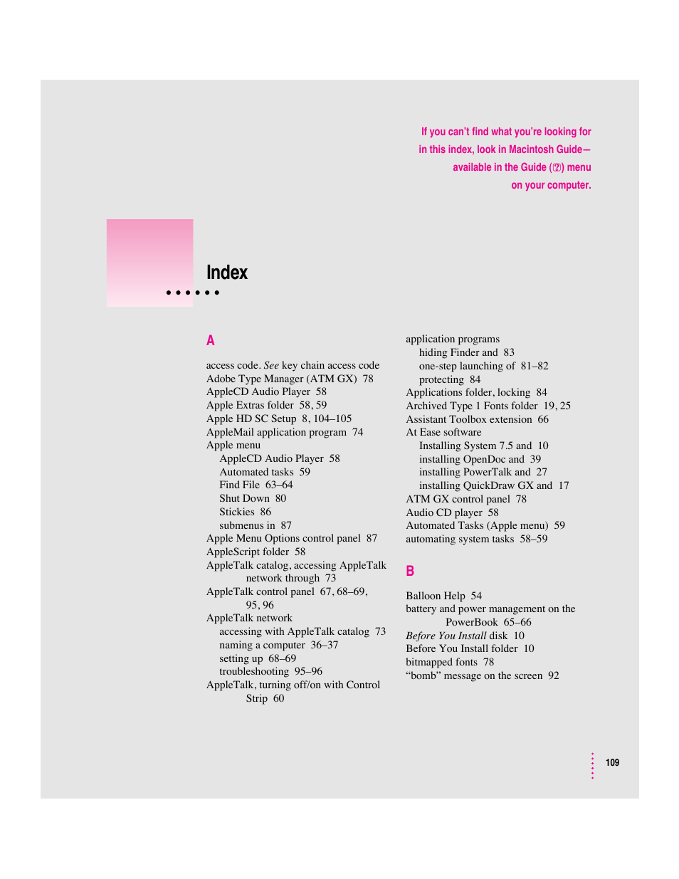 Index | Apple Macintosh System 7.5 User Manual | Page 117 / 126