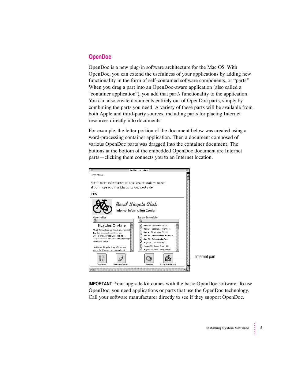 Opendoc | Apple Macintosh System 7.5 User Manual | Page 13 / 126