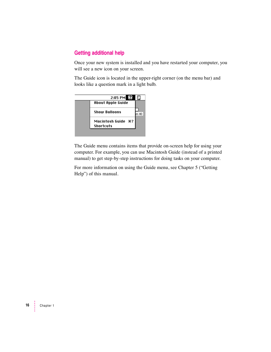 Getting additional help | Apple Macintosh System 7.5 User Manual | Page 24 / 126