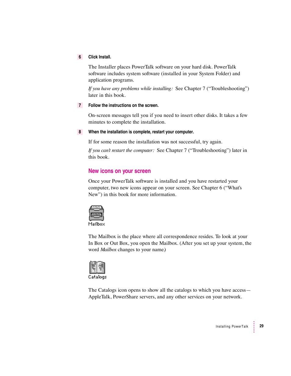 New icons on your screen | Apple Macintosh System 7.5 User Manual | Page 37 / 126