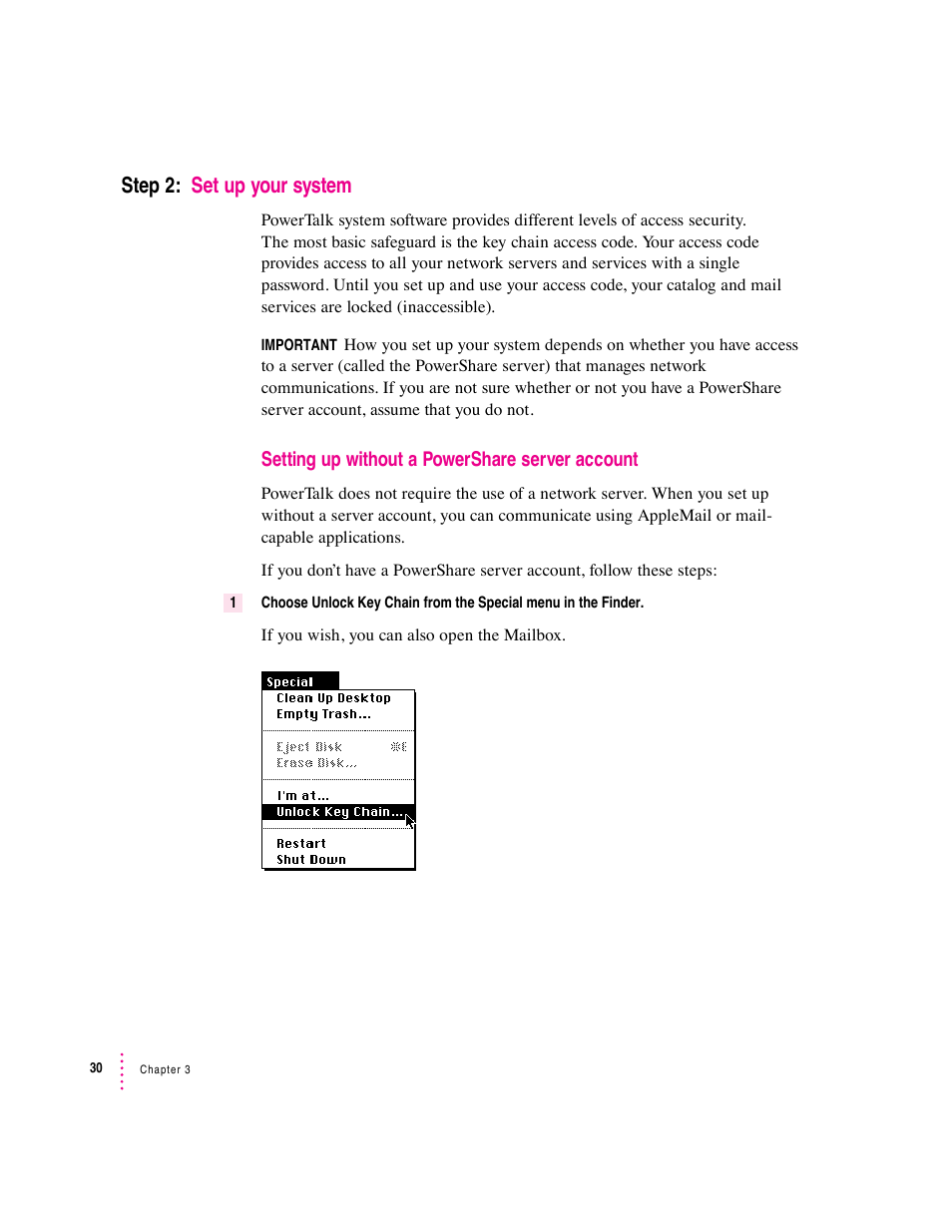 Step 2: set up your system | Apple Macintosh System 7.5 User Manual | Page 38 / 126