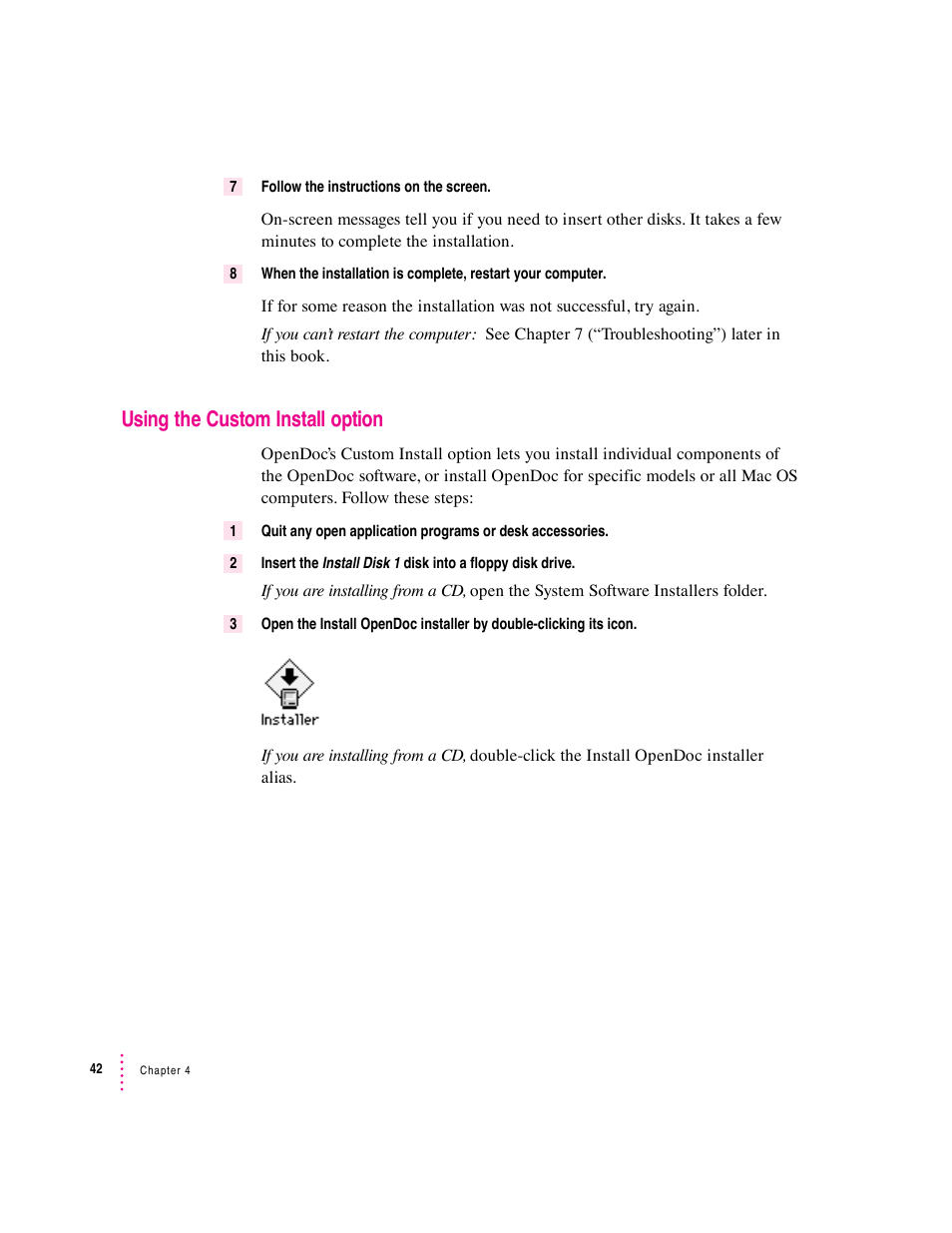 Using the custom install option | Apple Macintosh System 7.5 User Manual | Page 50 / 126