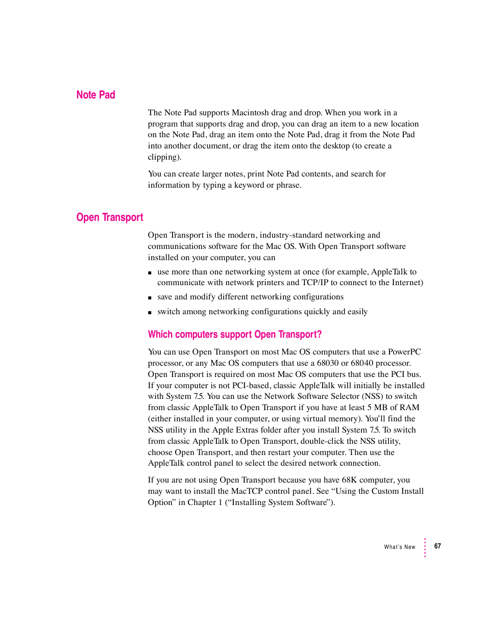 Open transport | Apple Macintosh System 7.5 User Manual | Page 75 / 126