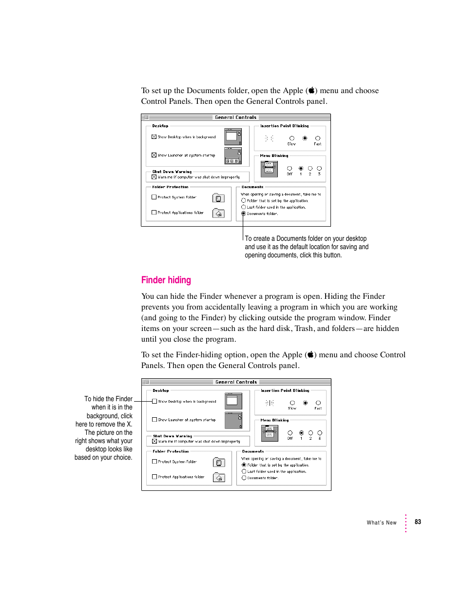 Finder hiding | Apple Macintosh System 7.5 User Manual | Page 91 / 126