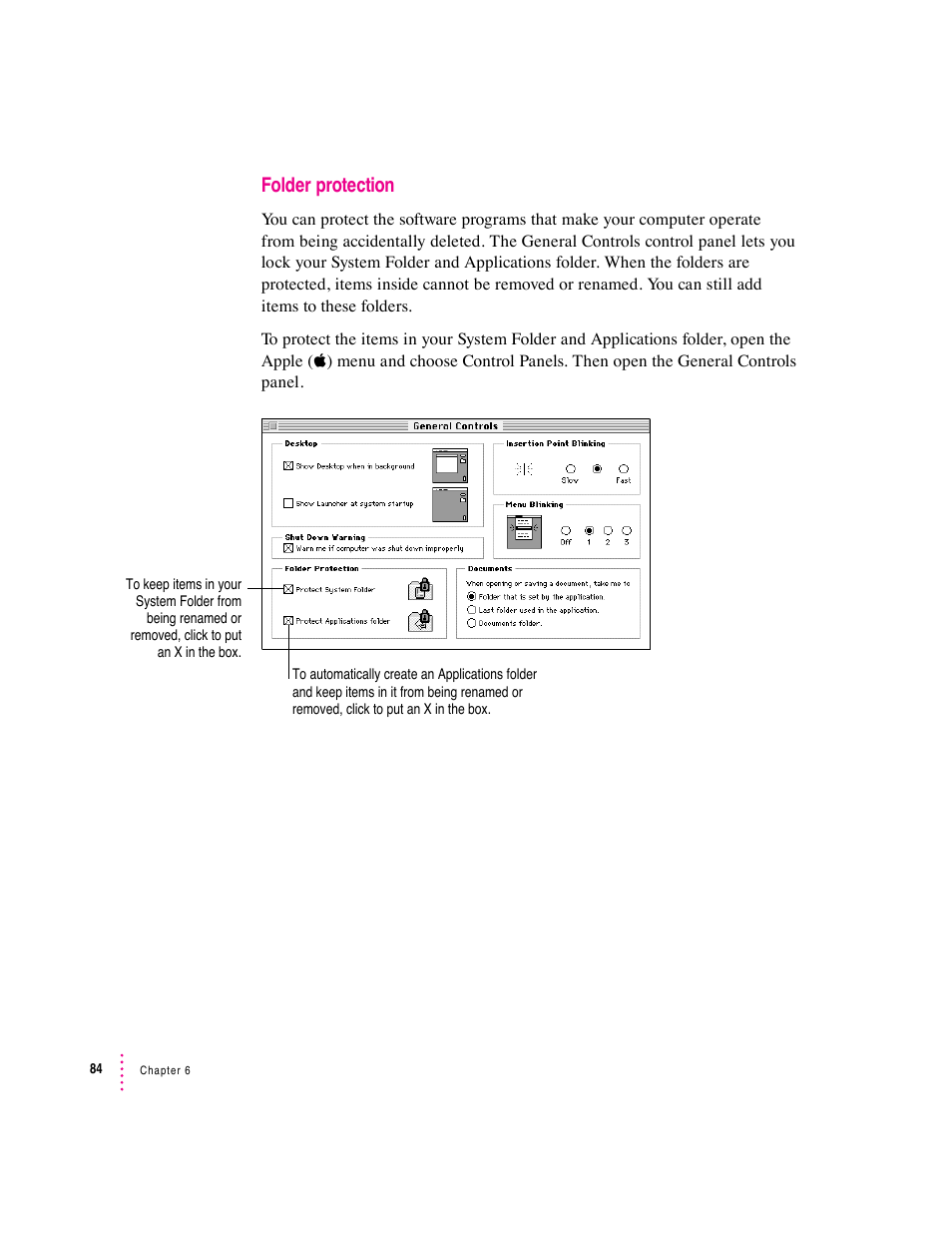 Folder protection | Apple Macintosh System 7.5 User Manual | Page 92 / 126