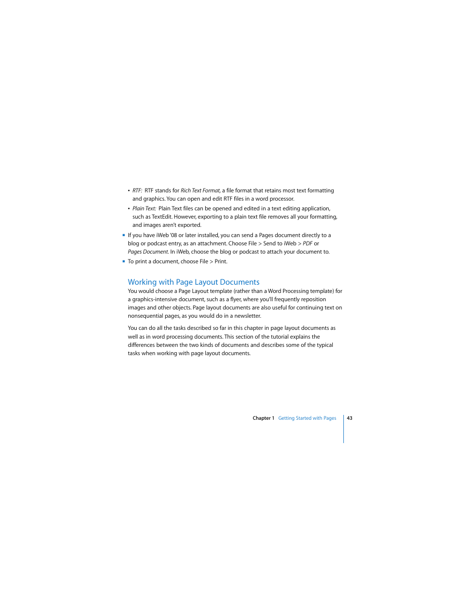 Working with page layout documents | Apple iWork '08 User Manual | Page 43 / 132