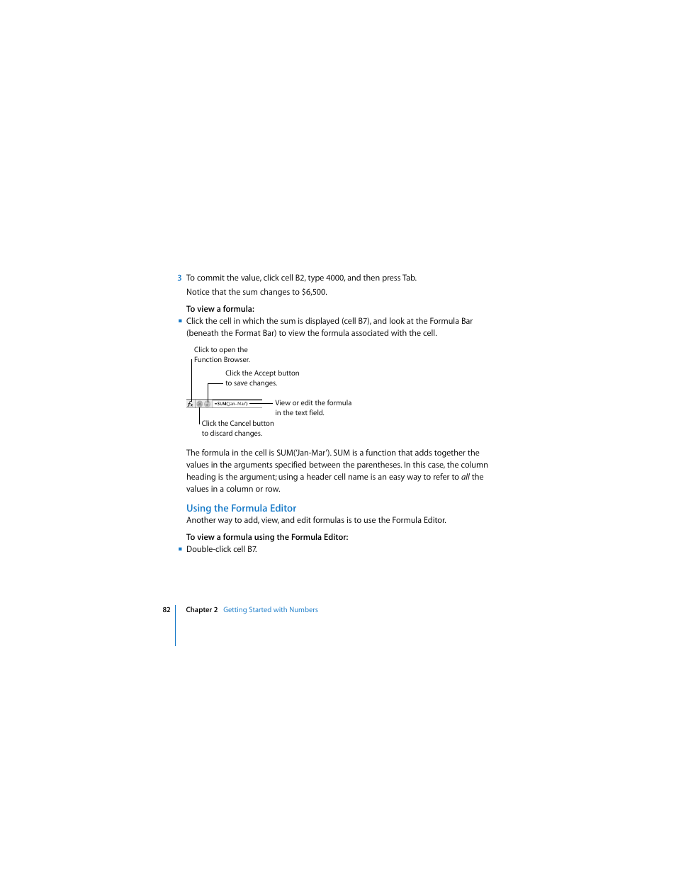 Using the formula editor | Apple iWork '08 User Manual | Page 82 / 132