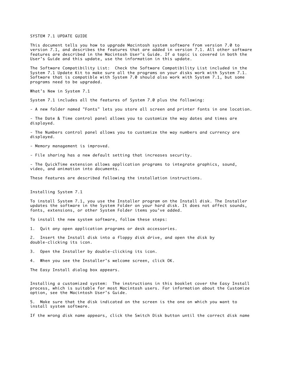 Apple System 7.1 User Manual | 6 pages