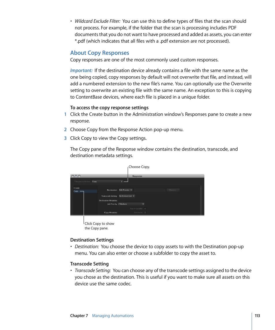 About copy responses | Apple Final Cut Server 1.5 User Manual | Page 113 / 140