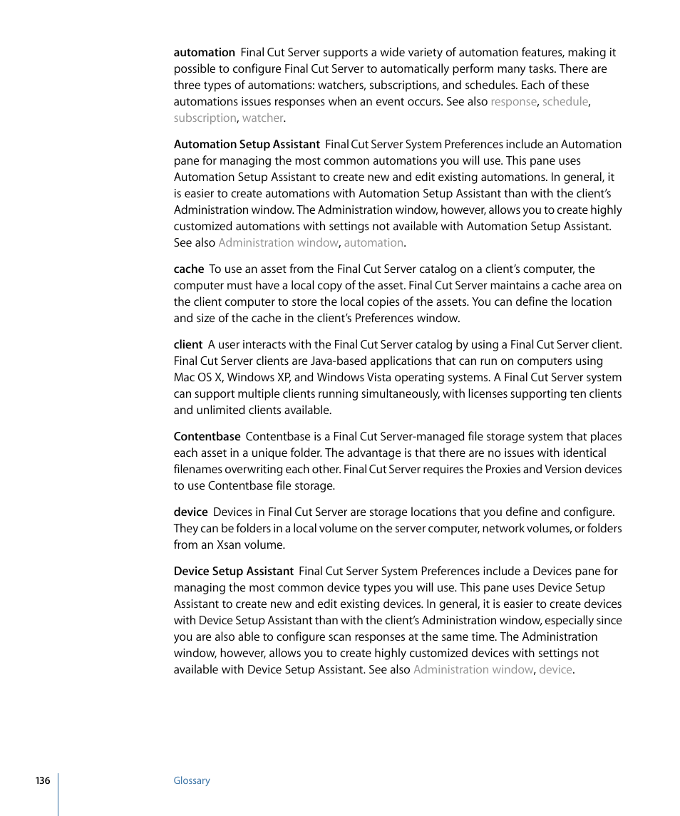 Device | Apple Final Cut Server 1.5 User Manual | Page 136 / 140