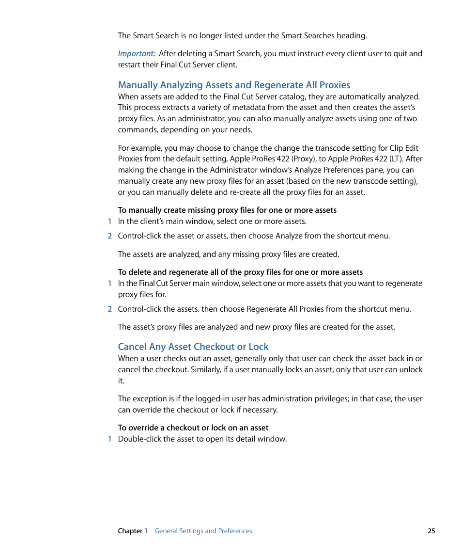 Cancel any asset checkout or lock | Apple Final Cut Server 1.5 User Manual | Page 25 / 140
