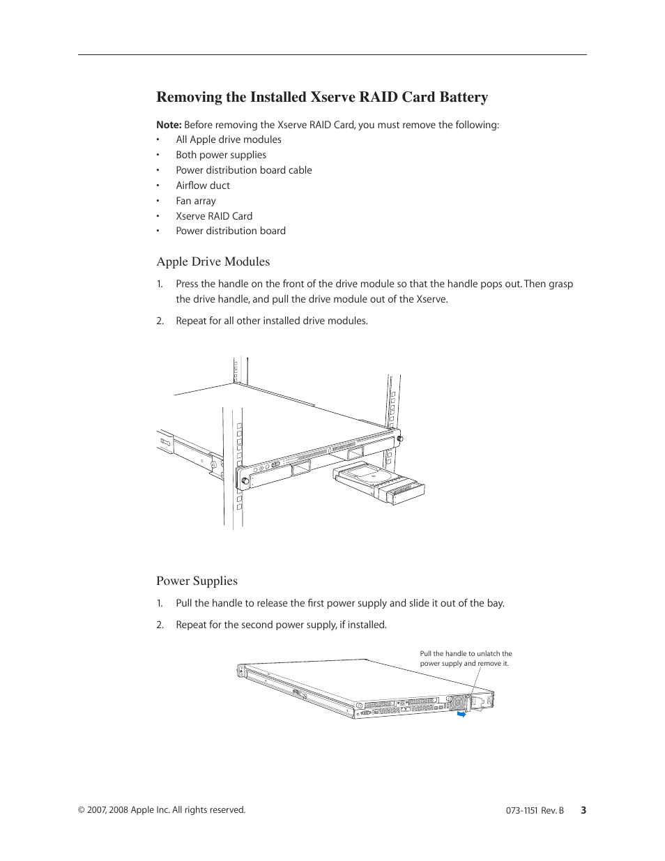 Removing the installed xserve raid card battery | Apple Xserve (Early 2008) DIY Procedure for Xserve RAID Card Battery User Manual | Page 3 / 16