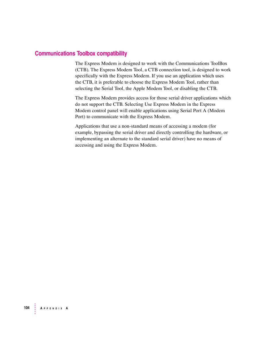 Communications toolbox compatibility | Apple Express Fax/Modem User Manual | Page 116 / 185