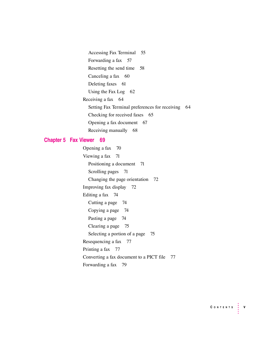 Chapter 5 fax viewer 69 | Apple Express Fax/Modem User Manual | Page 5 / 185