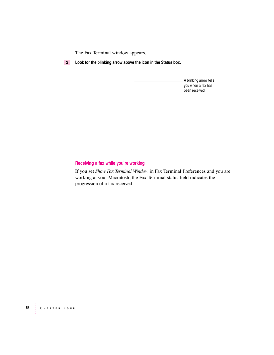 The fax terminal window appears | Apple Express Fax/Modem User Manual | Page 78 / 185