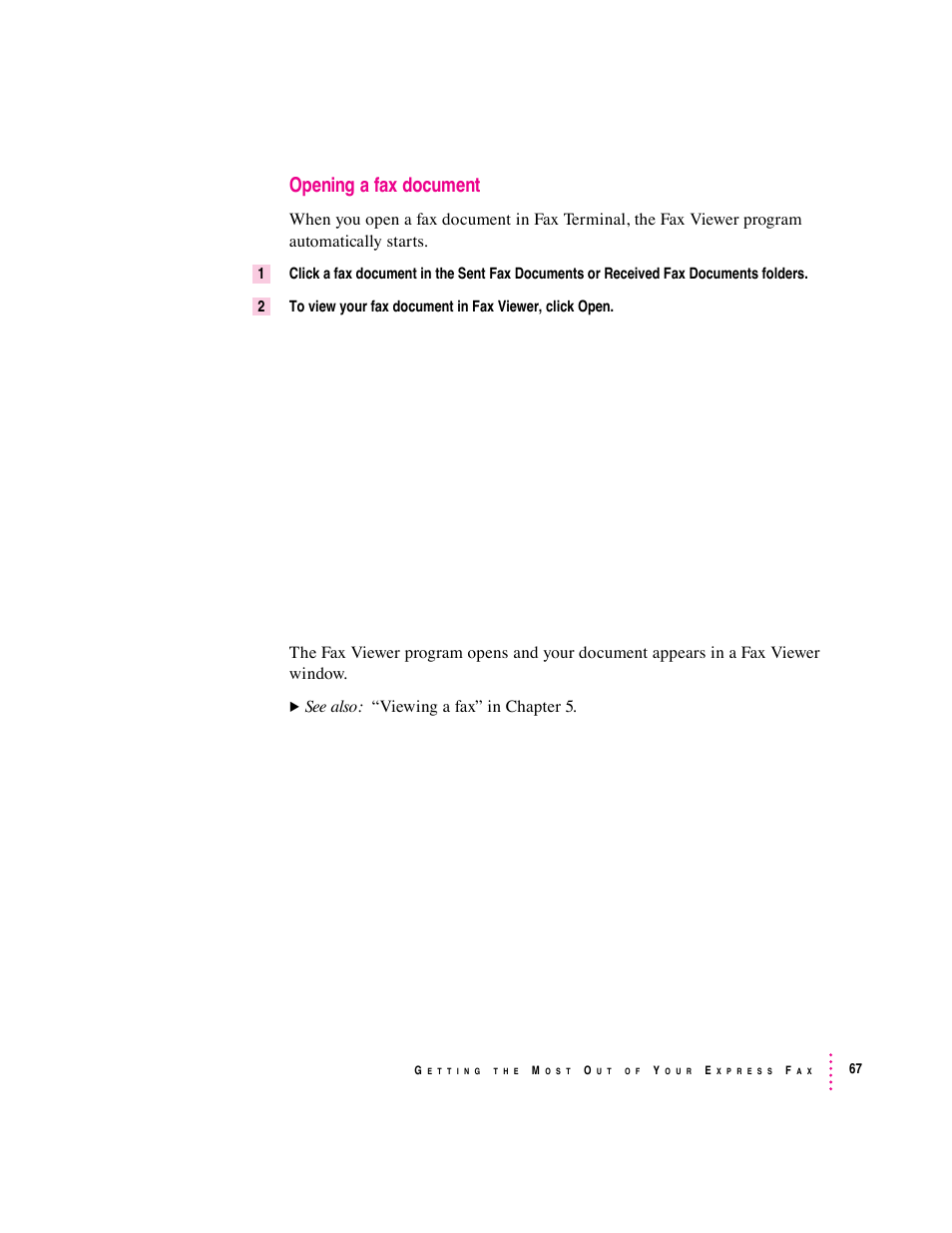 Opening a fax document | Apple Express Fax/Modem User Manual | Page 79 / 185