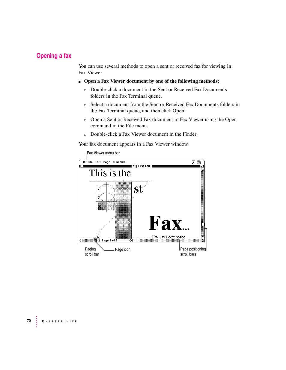 Opening a fax | Apple Express Fax/Modem User Manual | Page 82 / 185