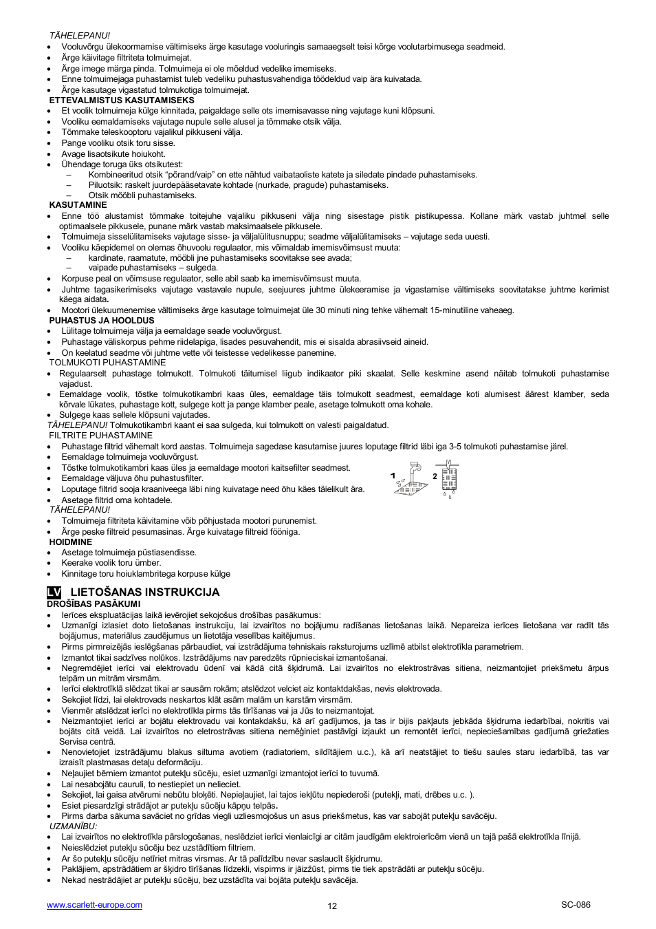 Lv lieto anas instrukcija | Scarlett SC-086 User Manual | Page 12 / 17