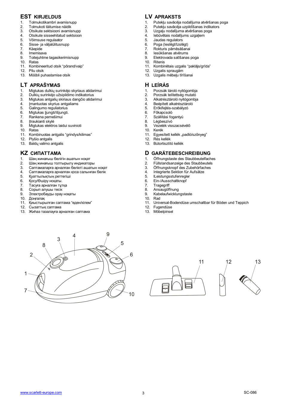 Kz d | Scarlett SC-086 User Manual | Page 3 / 17