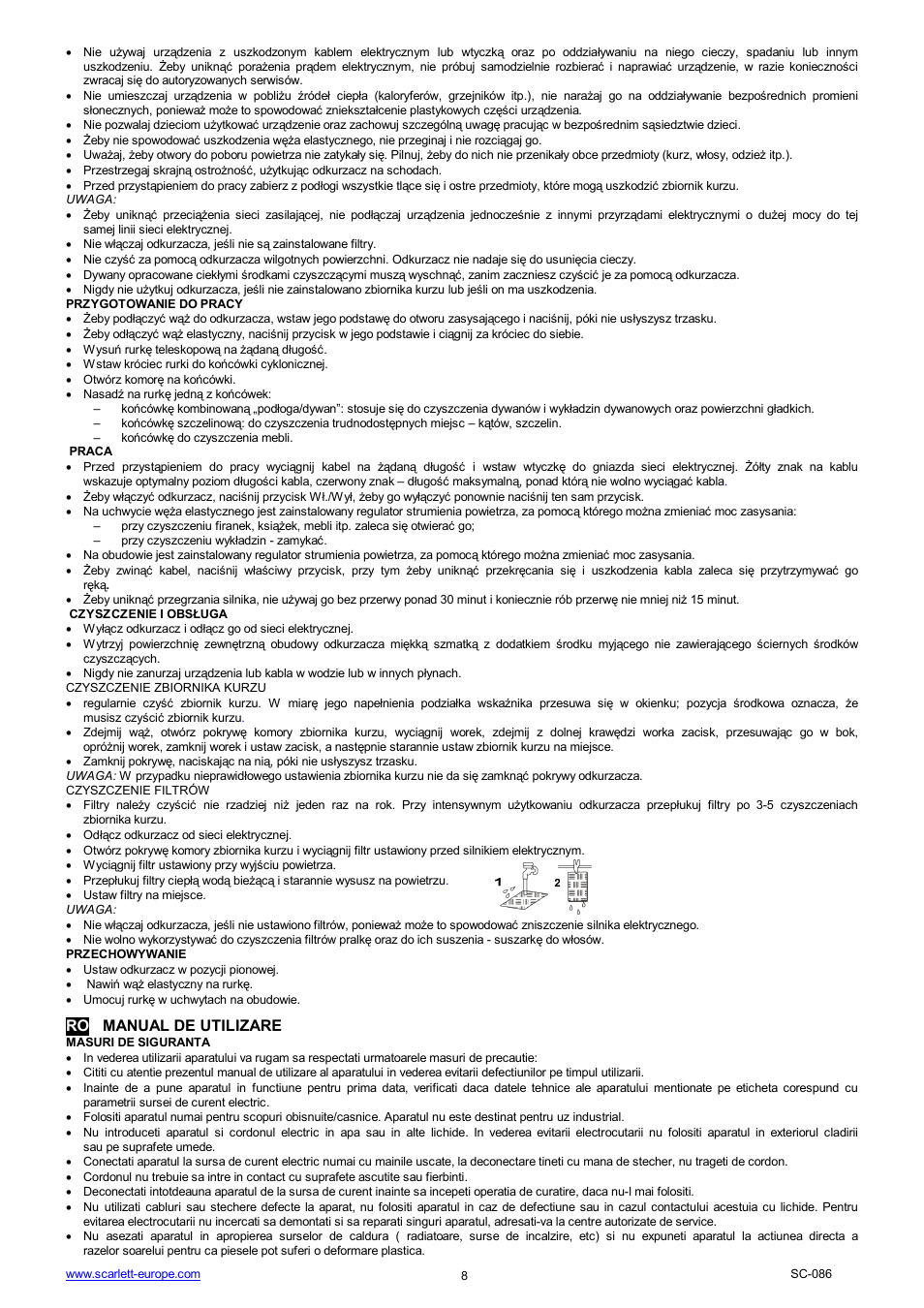 Ro manual de utilizare | Scarlett SC-086 User Manual | Page 8 / 17
