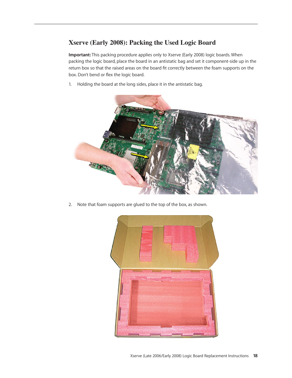 Xserve (early 2008): packing the used logic board | Apple Xserve (Early 2008) DIY Procedure for Logic Board User Manual | Page 18 / 31