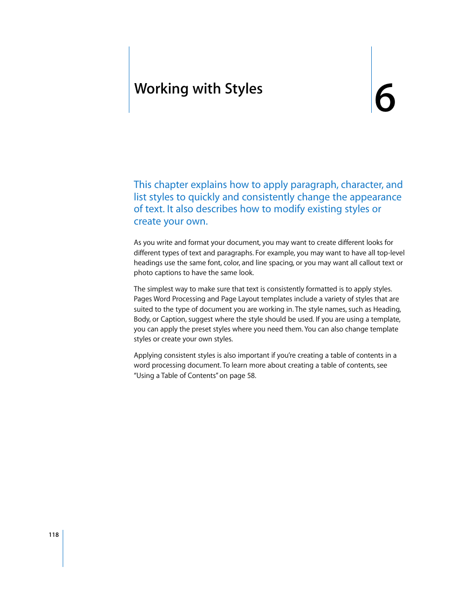 Working with styles, Chapter 6 | Apple Pages '08 User Manual | Page 118 / 246