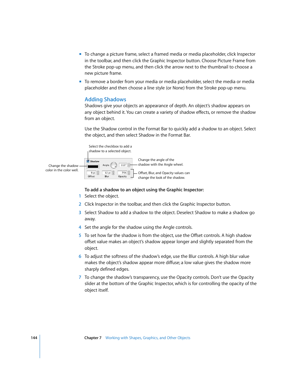Adding shadows | Apple Pages '08 User Manual | Page 144 / 246