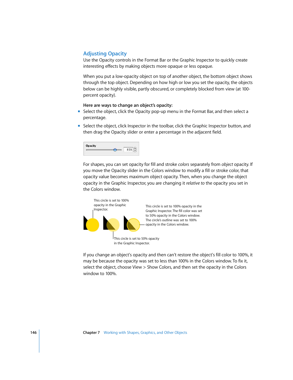 Adjusting opacity | Apple Pages '08 User Manual | Page 146 / 246