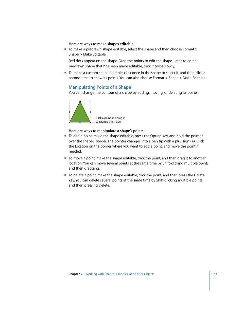 Manipulating points of a shape | Apple Pages '08 User Manual | Page 153 / 246