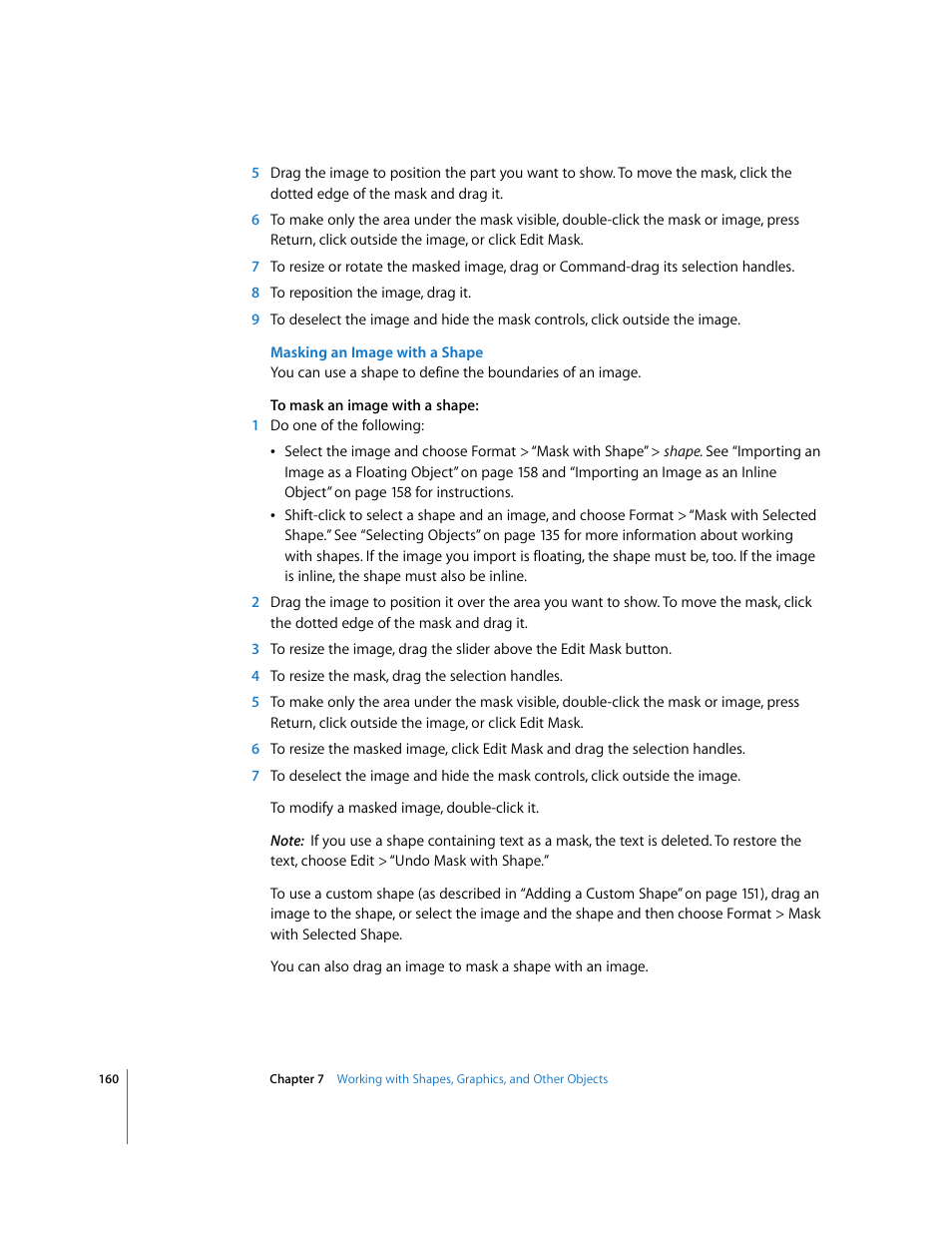 Masking an image with a shape | Apple Pages '08 User Manual | Page 160 / 246