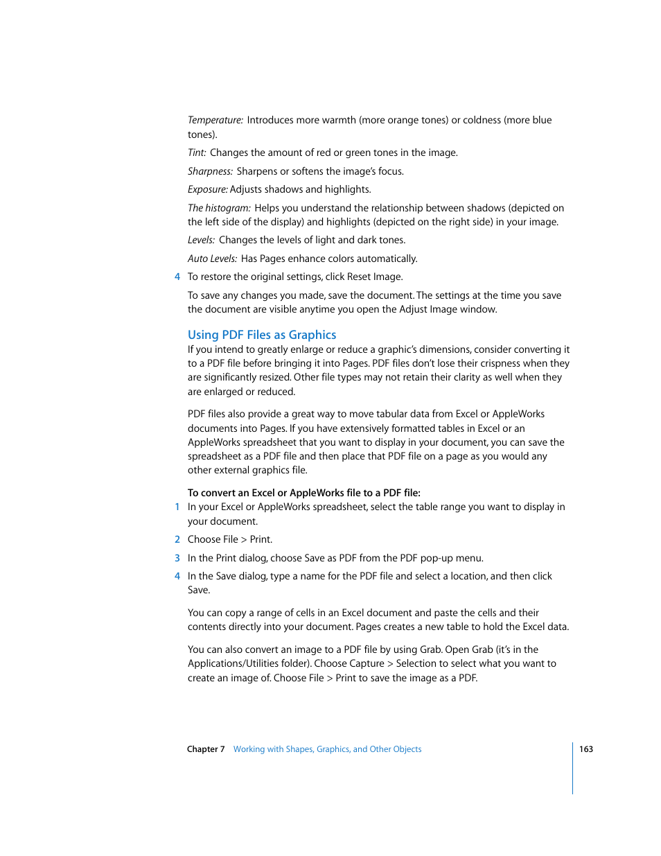 Using pdf files as graphics | Apple Pages '08 User Manual | Page 163 / 246