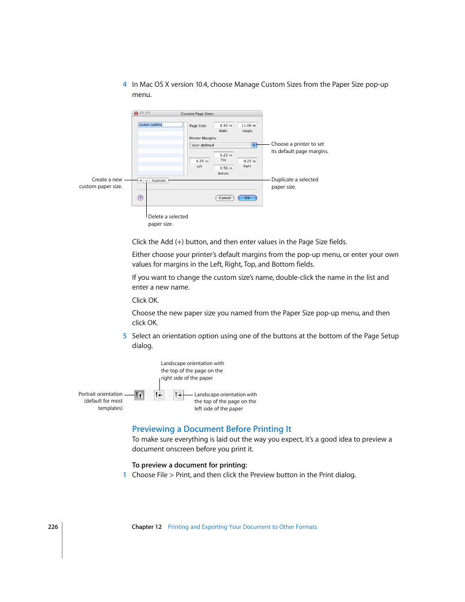 Previewing a document before printing it | Apple Pages '08 User Manual | Page 226 / 246