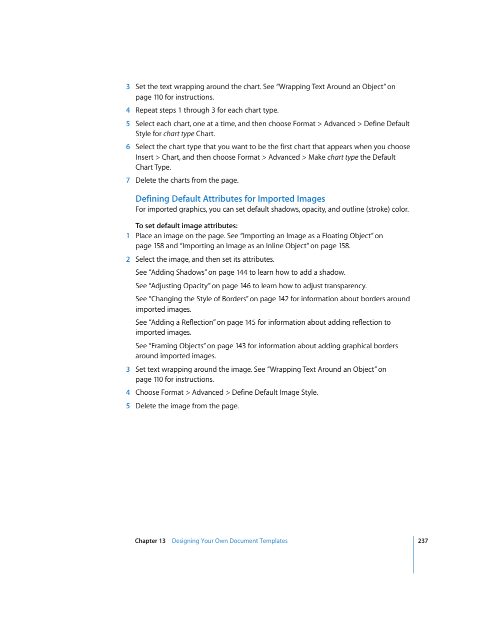 Defining default attributes for imported images | Apple Pages '08 User Manual | Page 237 / 246