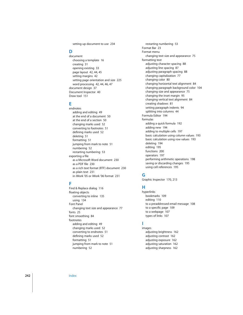 Apple Pages '08 User Manual | Page 242 / 246