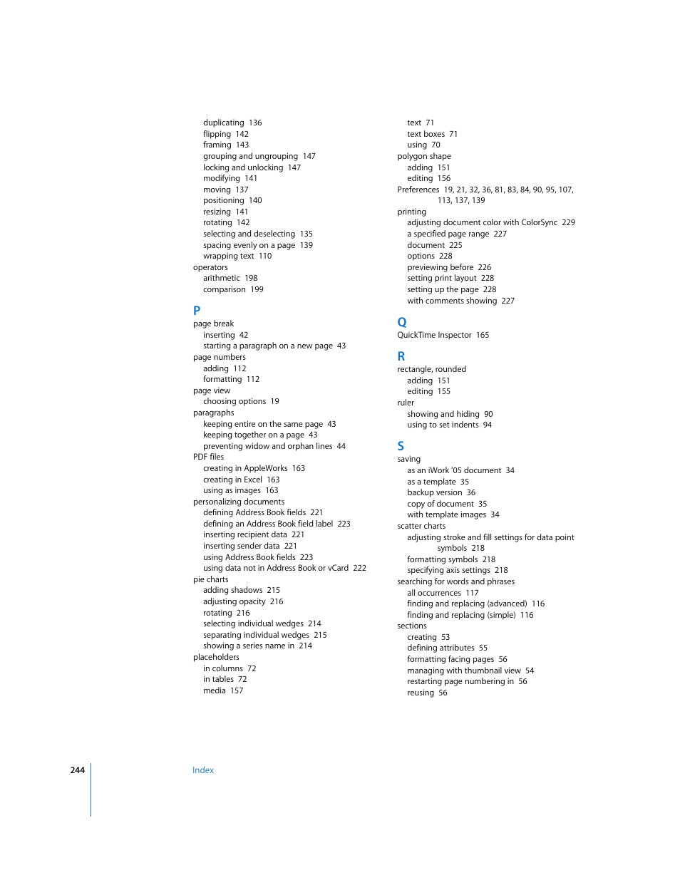 Apple Pages '08 User Manual | Page 244 / 246