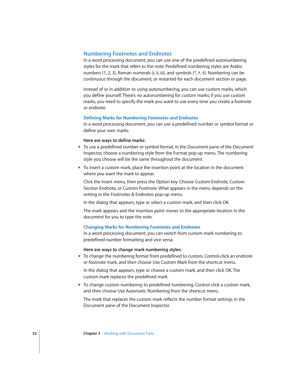 Numbering footnotes and endnotes | Apple Pages '08 User Manual | Page 52 / 246